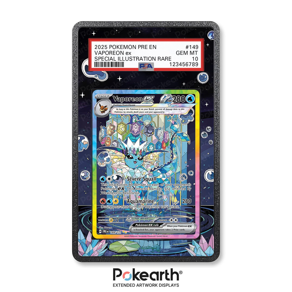 Vaporeon ex 149/131 - Graded Card Extended Artwork Display Case - Display Case Extended Artwork Pokearth