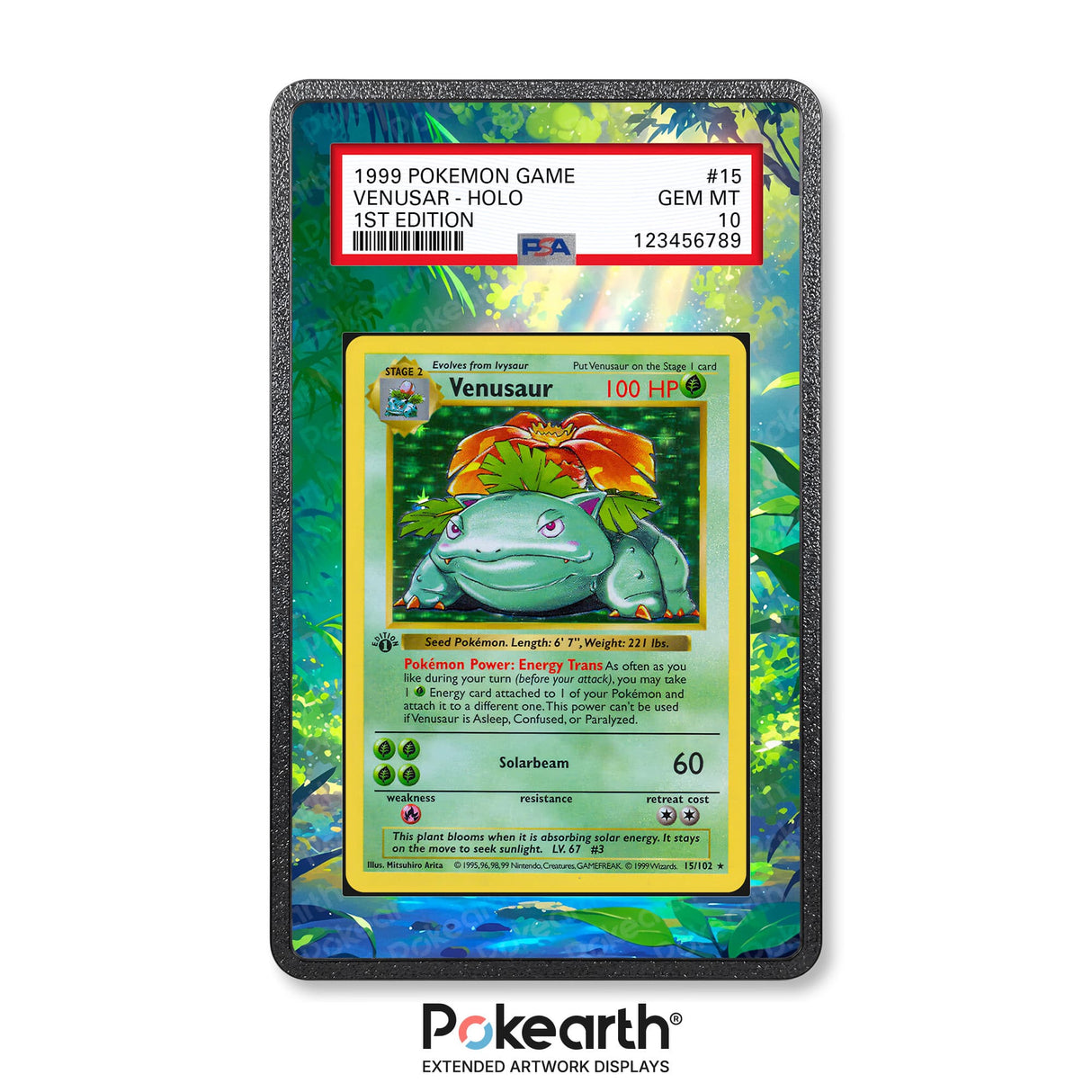 Venusaur 15/102 - Graded Card Extended Artwork Display Case - Display Case Extended Artwork Pokearth