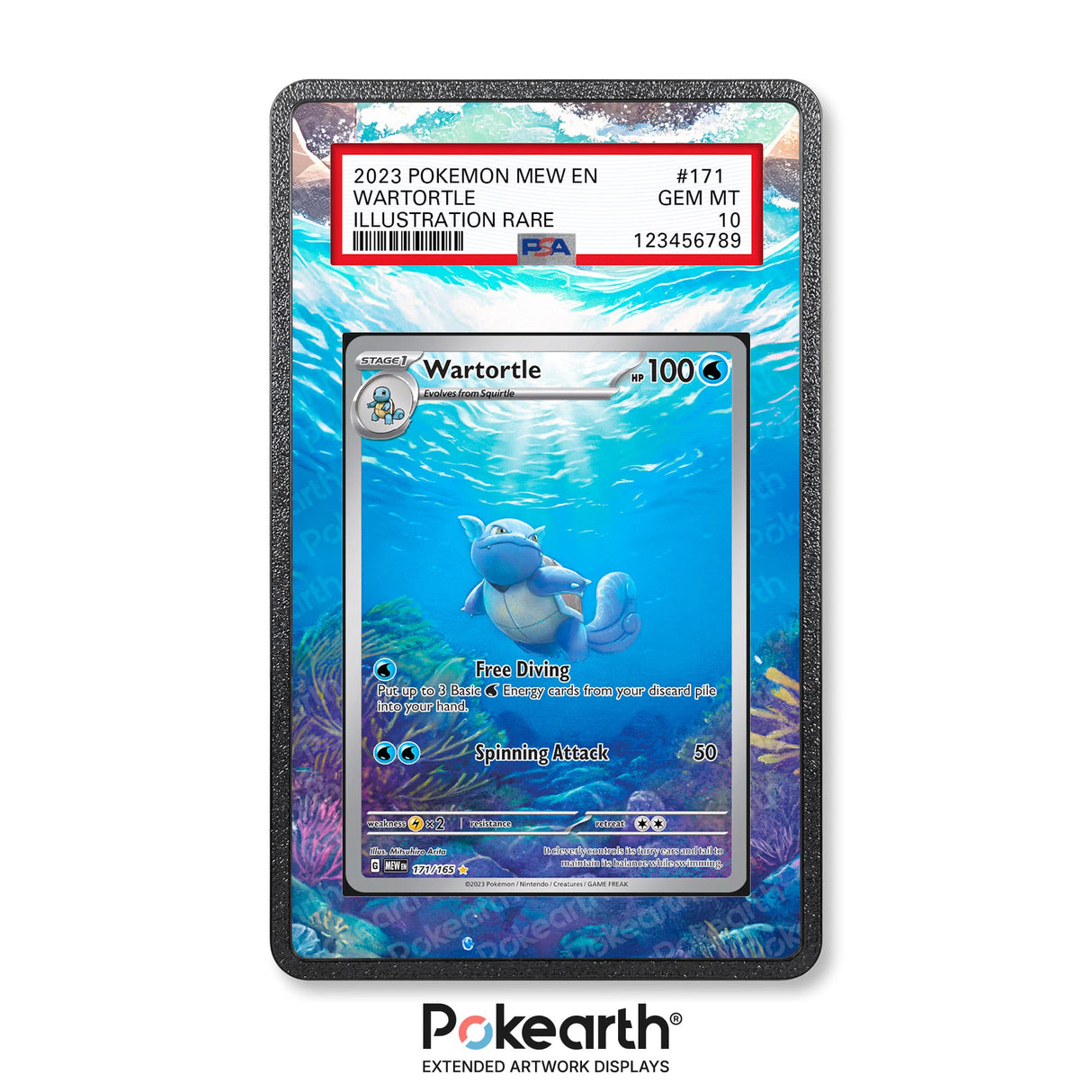Wartortle 171/165 - Graded Card Extended Artwork Display Case - Display Case Extended Artwork Pokearth