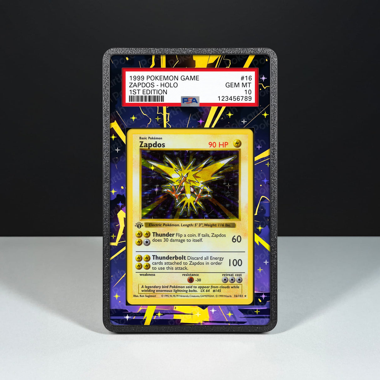 Zapdos 16/102 - Graded Card Extended Artwork Display Case - Display Case Extended Artwork Pokearth