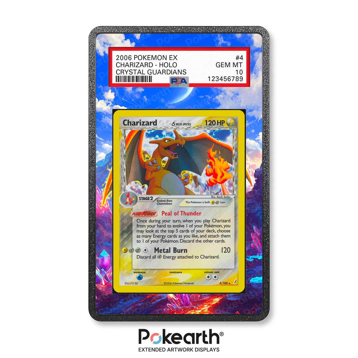 Charizard Delta Species 4/100 - Graded Card Extended Artwork Display Case - Display Case Extended Artwork Pokearth