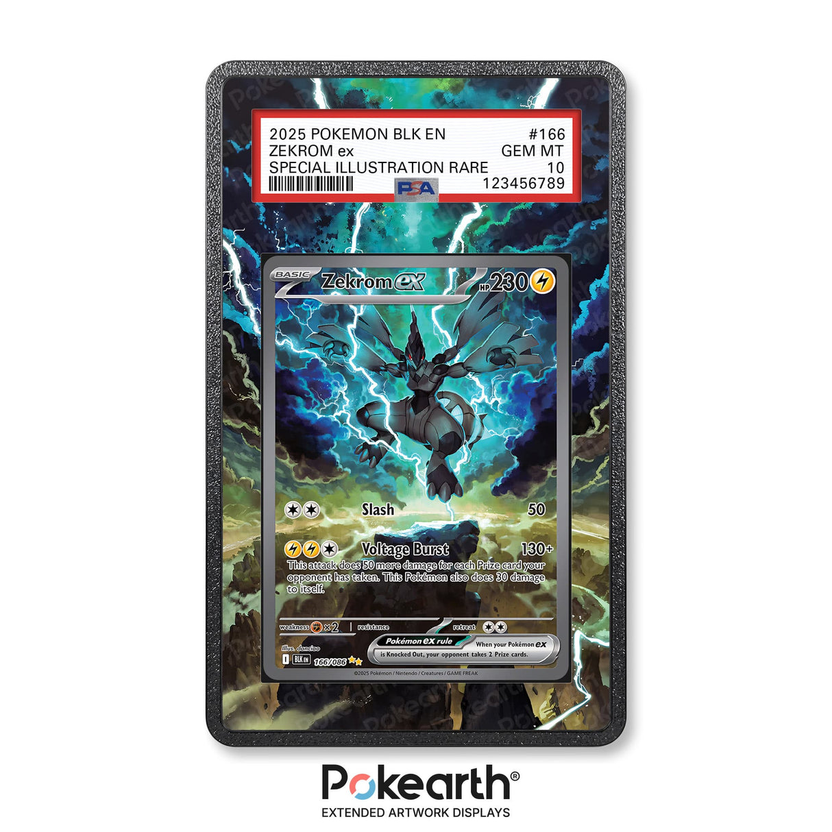 Zekrom ex 166/086 - Graded Card Extended Artwork Display Case - Display Case Extended Artwork Pokearth