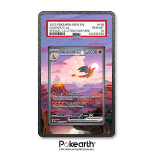 Charizard ex 199/165 - Graded Card Extended Artwork Display Case - Display Case Extended Artwork Pokearth