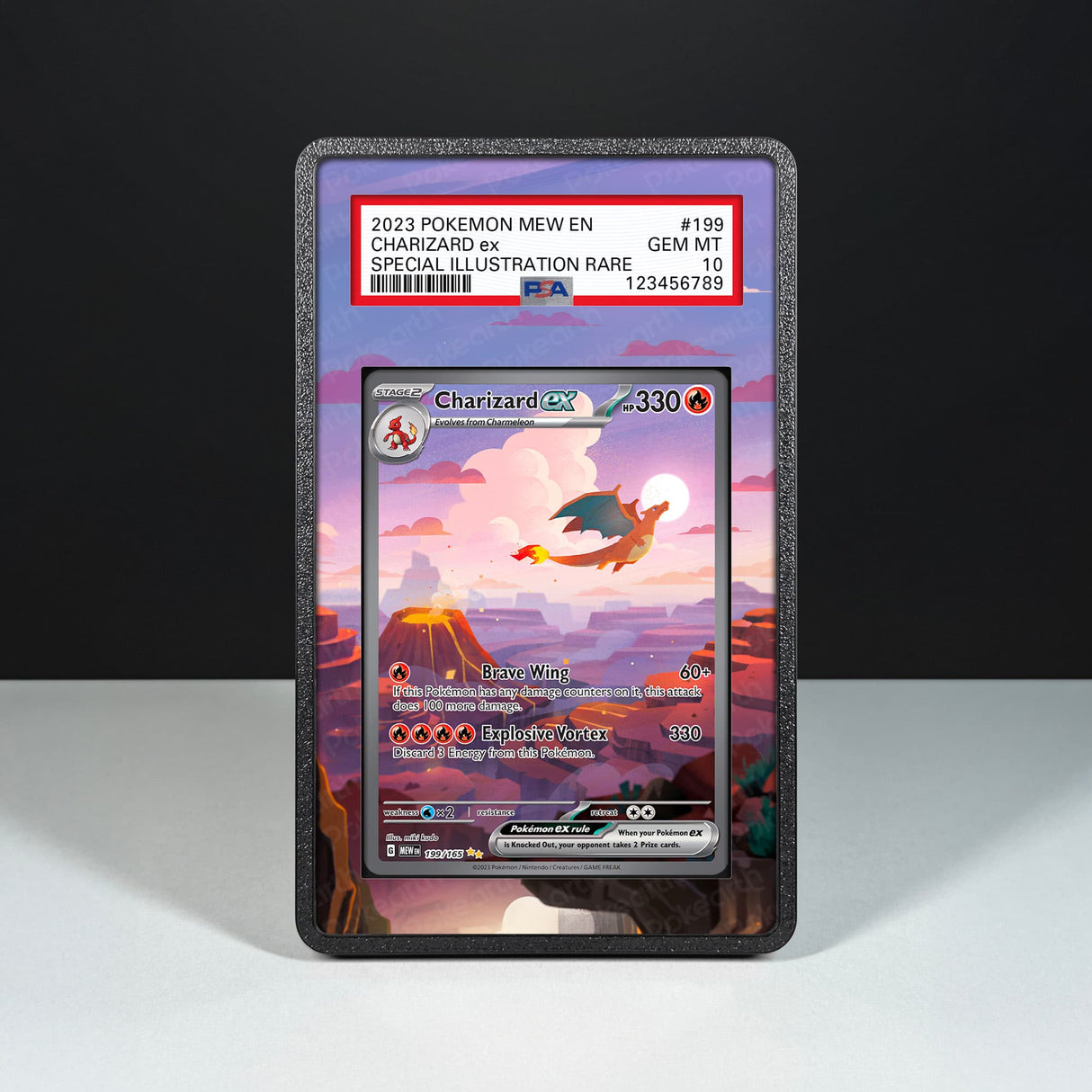 Charizard ex 199/165 - Graded Card Extended Artwork Display Case - Display Case Extended Artwork Pokearth