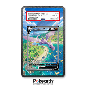 Aerodactyl V 180/196 - Custodia con Artwork Esteso per Carte Gradate - Display Case Extended Artwork Pokearth