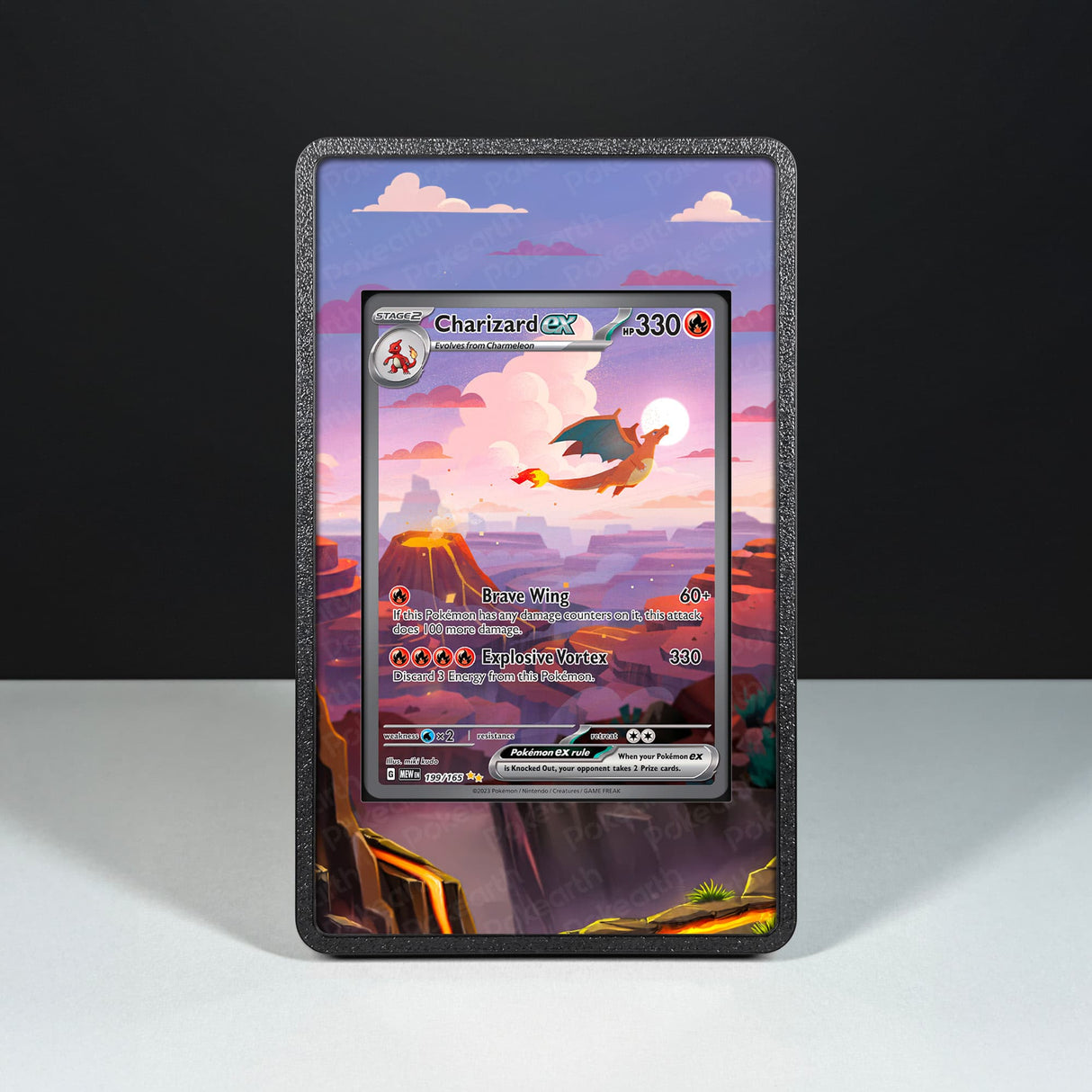 Charizard ex 199/165 - Custodia con Artwork Esteso per Carte Pokémon - Display Case Extended Artwork Pokearth