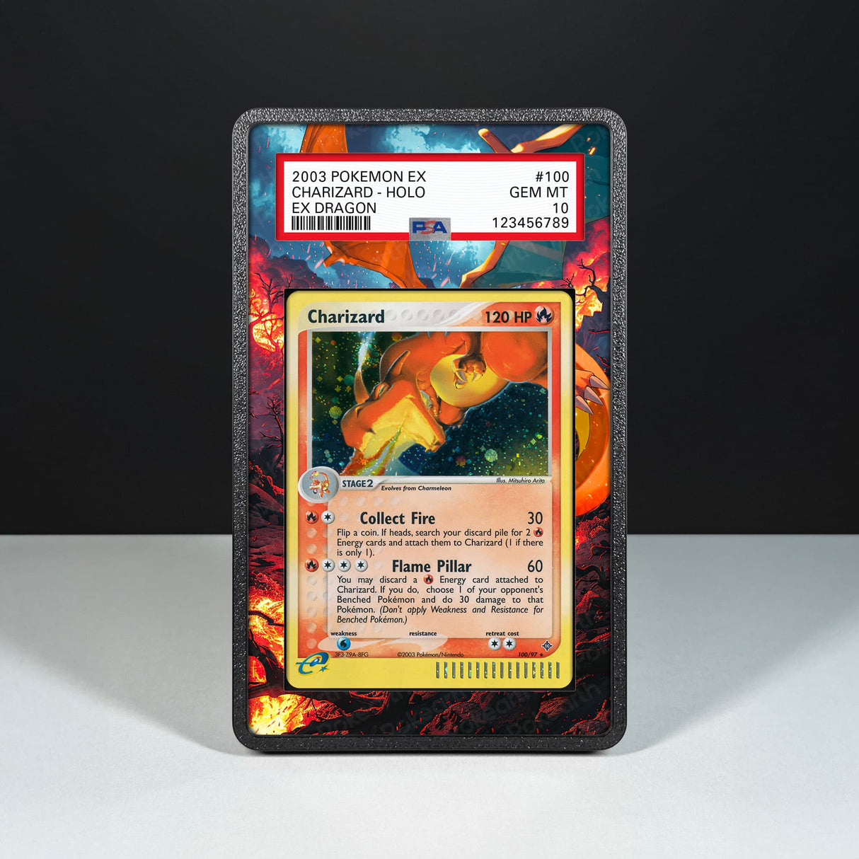 Charizard 100/97 - Graded Card Extended Artwork Display Case - Display Case Extended Artwork Pokearth
