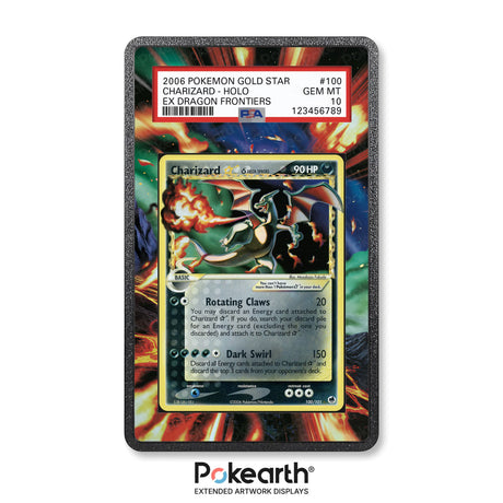 Charizard Gold Star Delta Species 100/101 - Graded Card Extended Artwork Display Case - Display Case Extended Artwork Pokearth