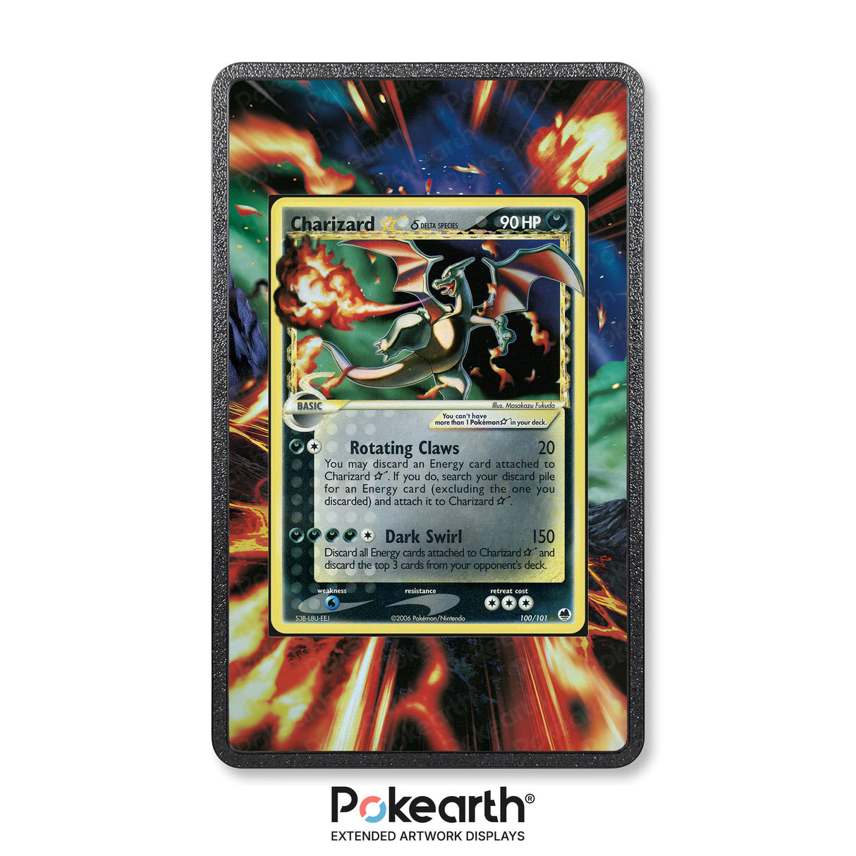 Charizard Gold Star Specie Delta 100/101 - Custodia con Artwork Esteso per Carte Pokémon - Display Case Extended Artwork Pokearth