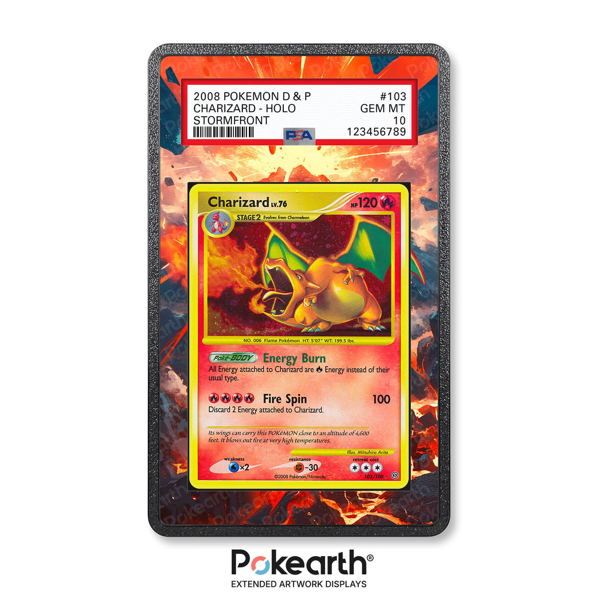 Charizard Lv.76 103/100 - Graded Card Extended Artwork Display Case - Display Case Extended Artwork Pokearth