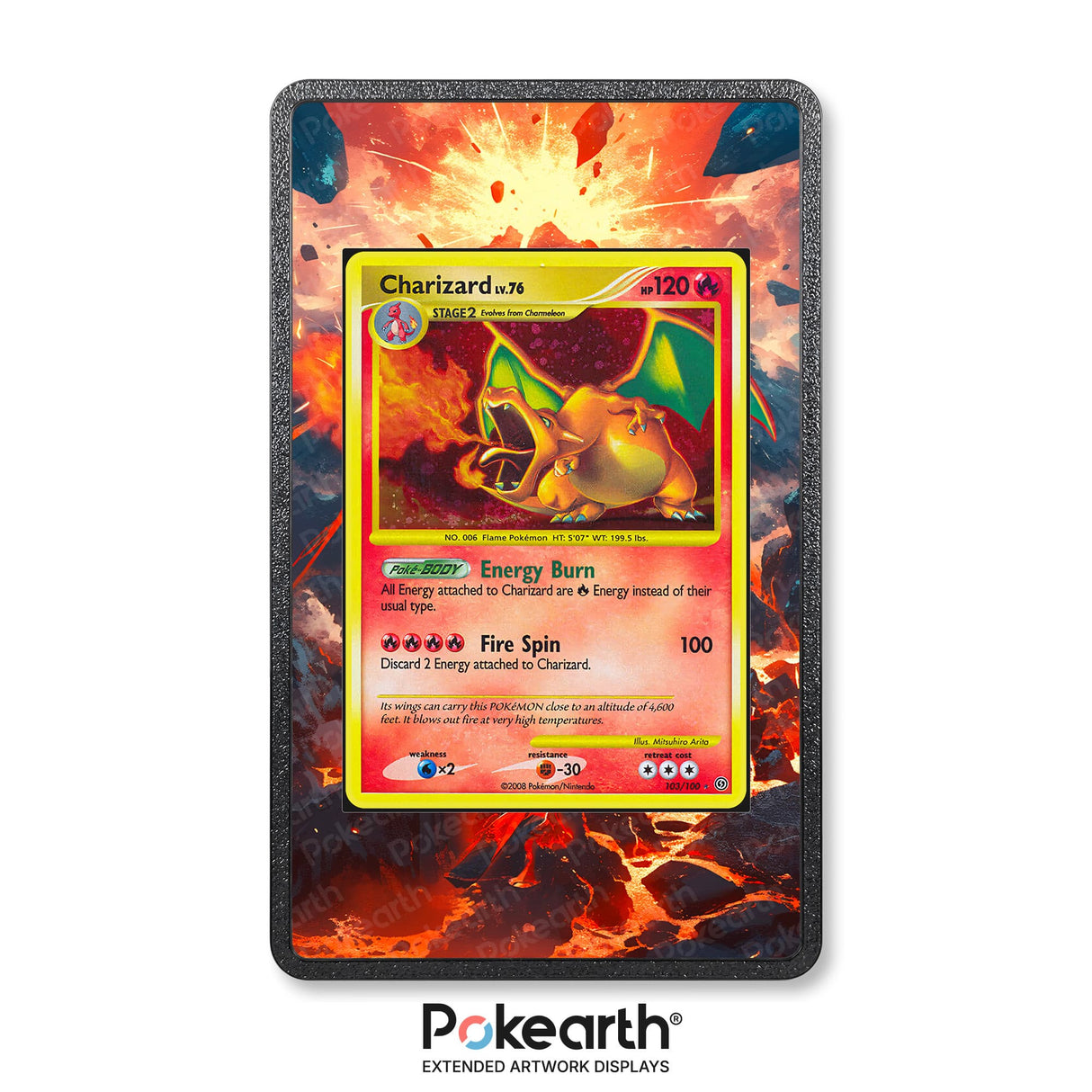 Charizard Lv.76 103/100 - Custodia con Artwork Esteso per Carte Pokémon - Display Case Extended Artwork Pokearth