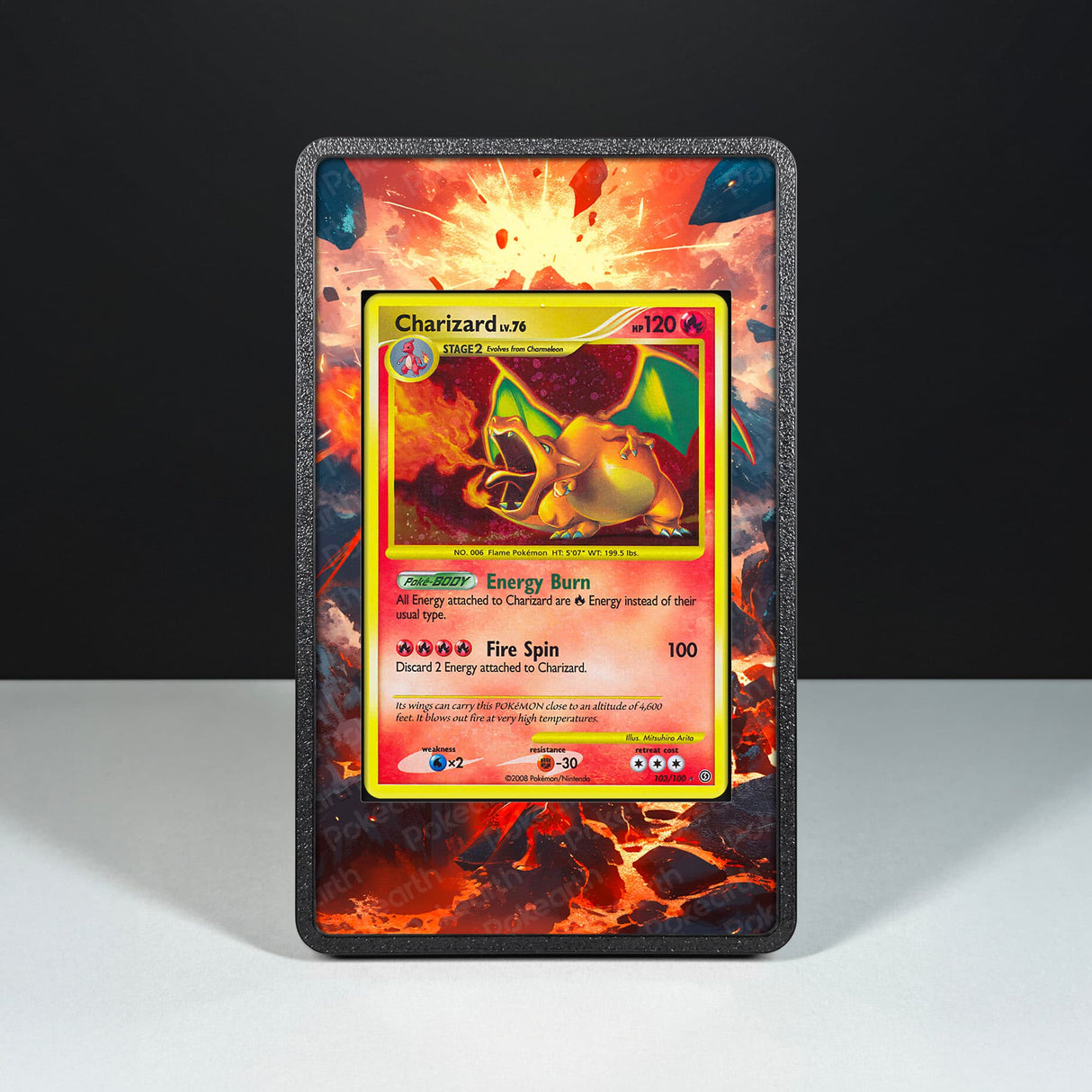 Charizard Lv.76 103/100 - Custodia con Artwork Esteso per Carte Pokémon - Display Case Extended Artwork Pokearth