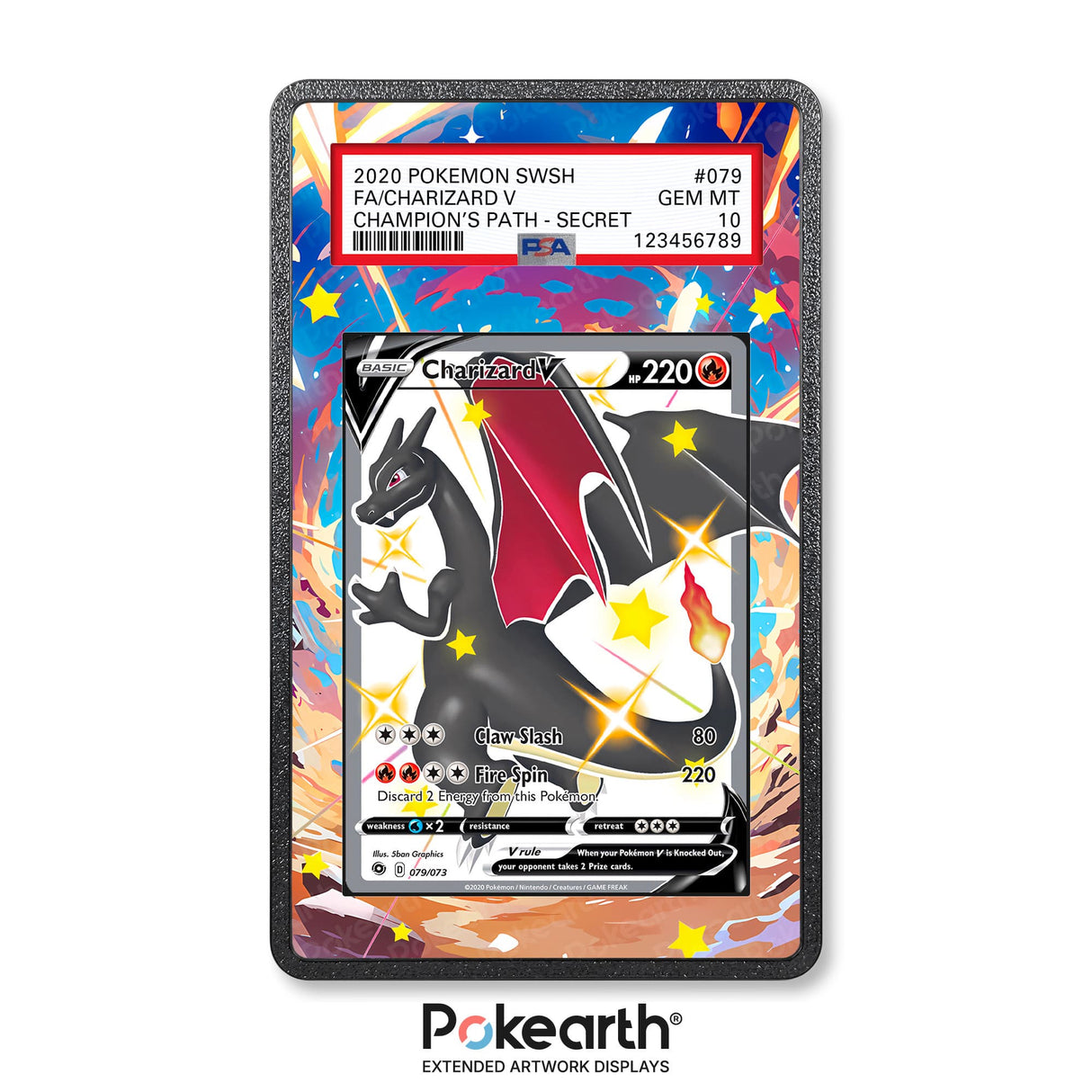 Charizard V 079/073 - Graded Card Extended Artwork Display Case - Display Case Extended Artwork Pokearth