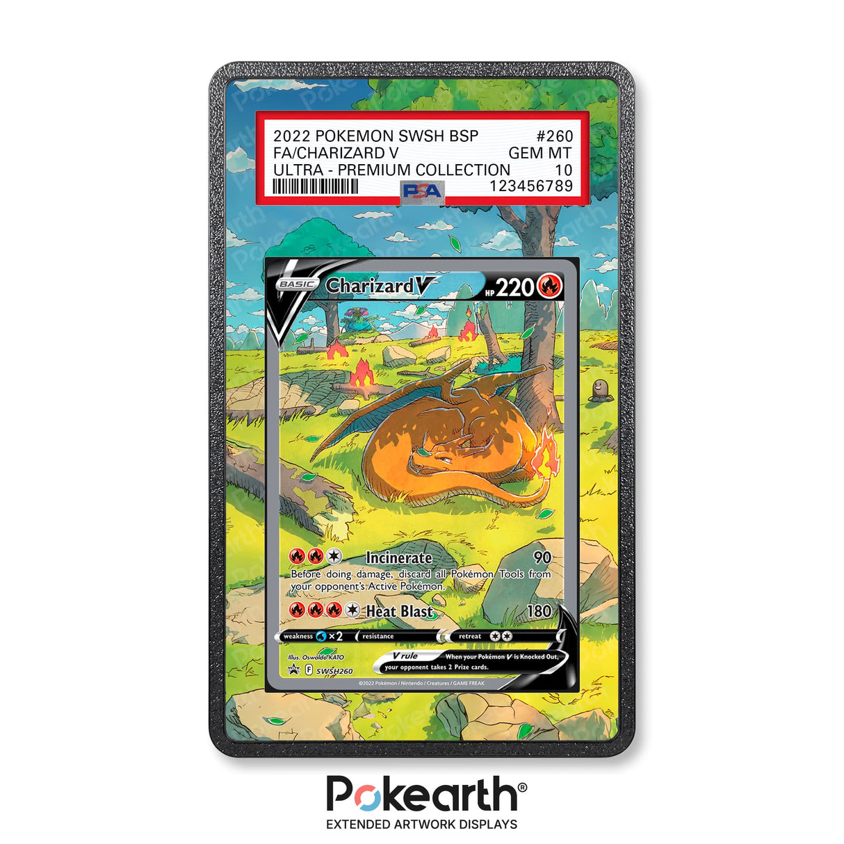 Charizard V SWSH260 - Graded Card Extended Artwork Display Case - Display Case Extended Artwork Pokearth