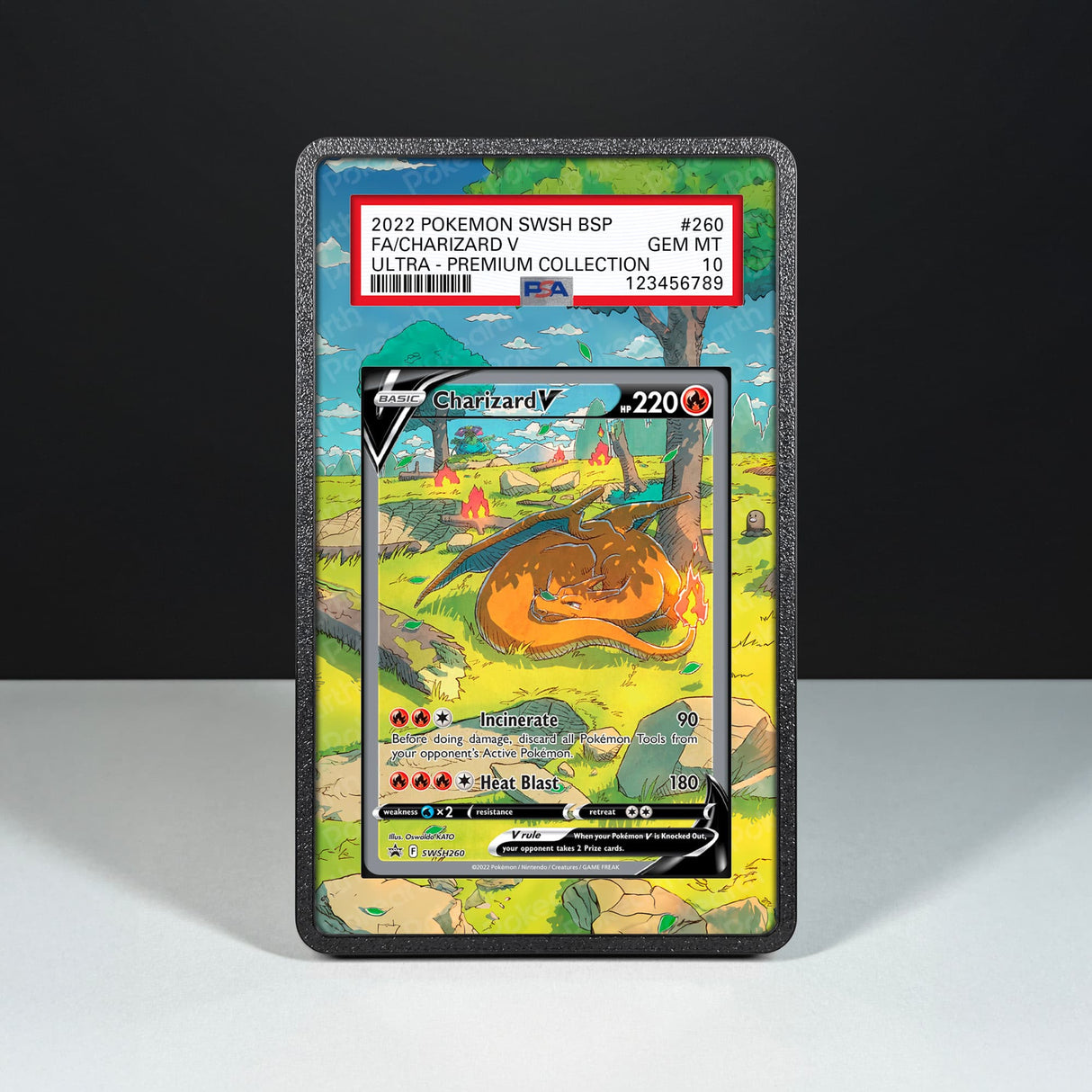 Charizard V SWSH260 - Graded Card Extended Artwork Display Case - Display Case Extended Artwork Pokearth