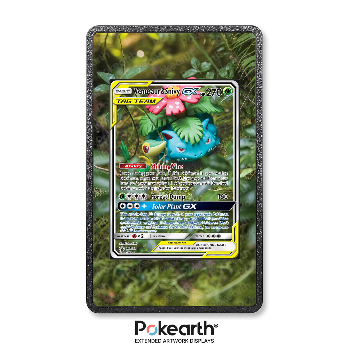 Venusaur & Snivy GX SM229 - Custodia con Artwork Esteso per Carte Pokémon - Display Case Extended Artwork Pokearth