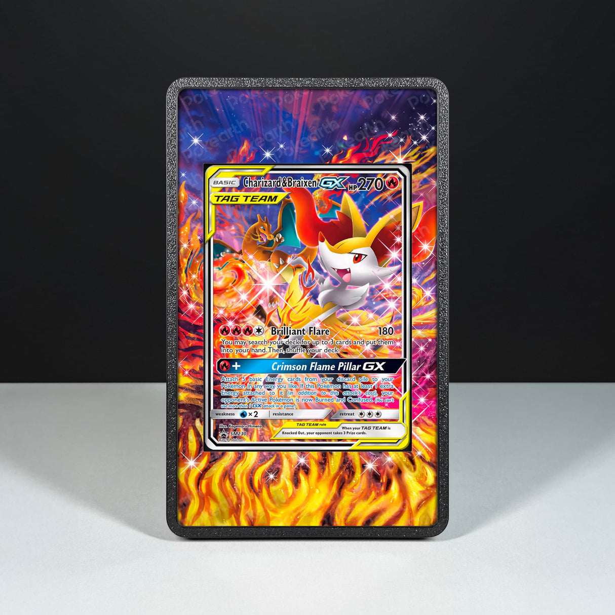 Charizard & Braixen GX SM230 - Custodia con Artwork Esteso per Carte Pokémon - Display Case Extended Artwork Pokearth