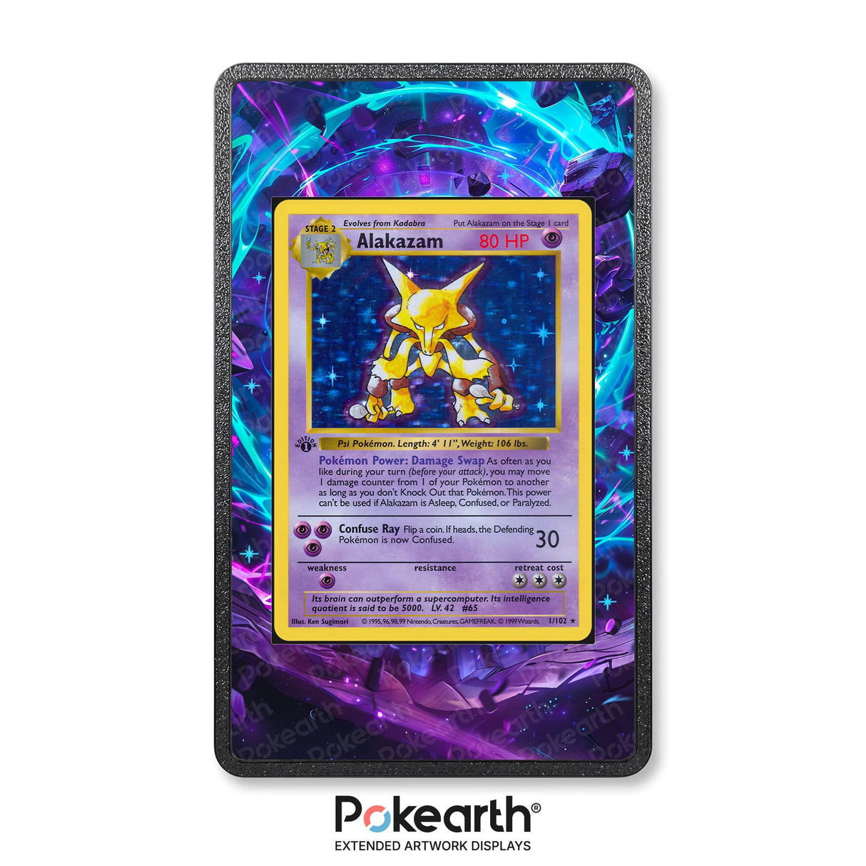Alakazam 1/102 - Custodia con Artwork Esteso per Carte Pokémon - Display Case Extended Artwork Pokearth