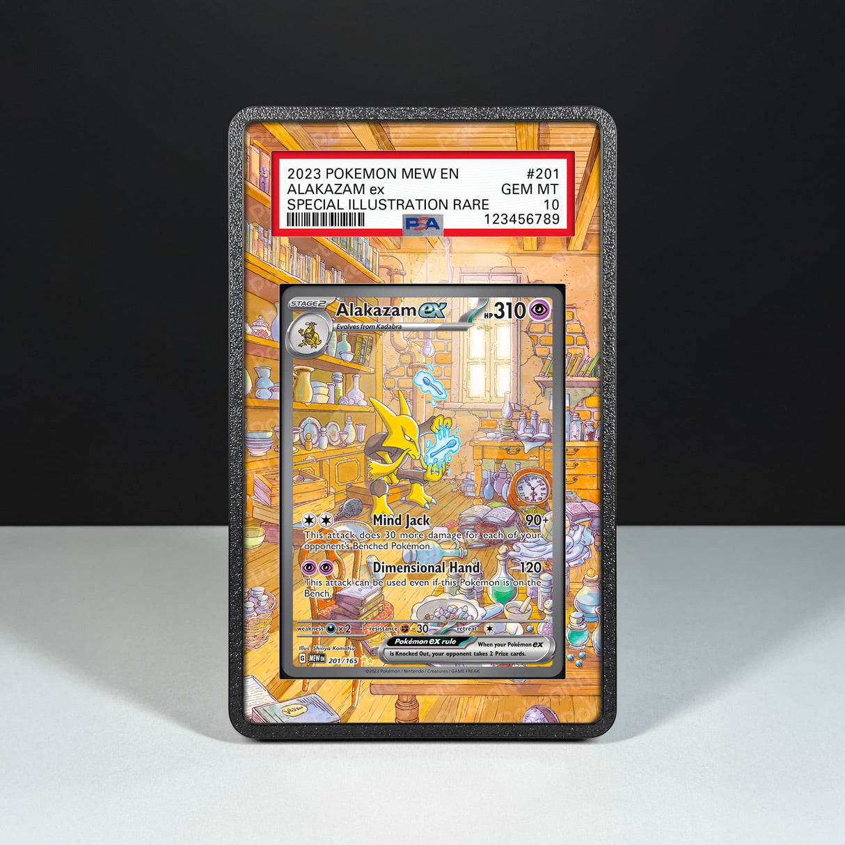 Alakazam ex 201/165 - Custodia con Artwork Esteso per Carte Gradate - Display Case Extended Artwork Pokearth