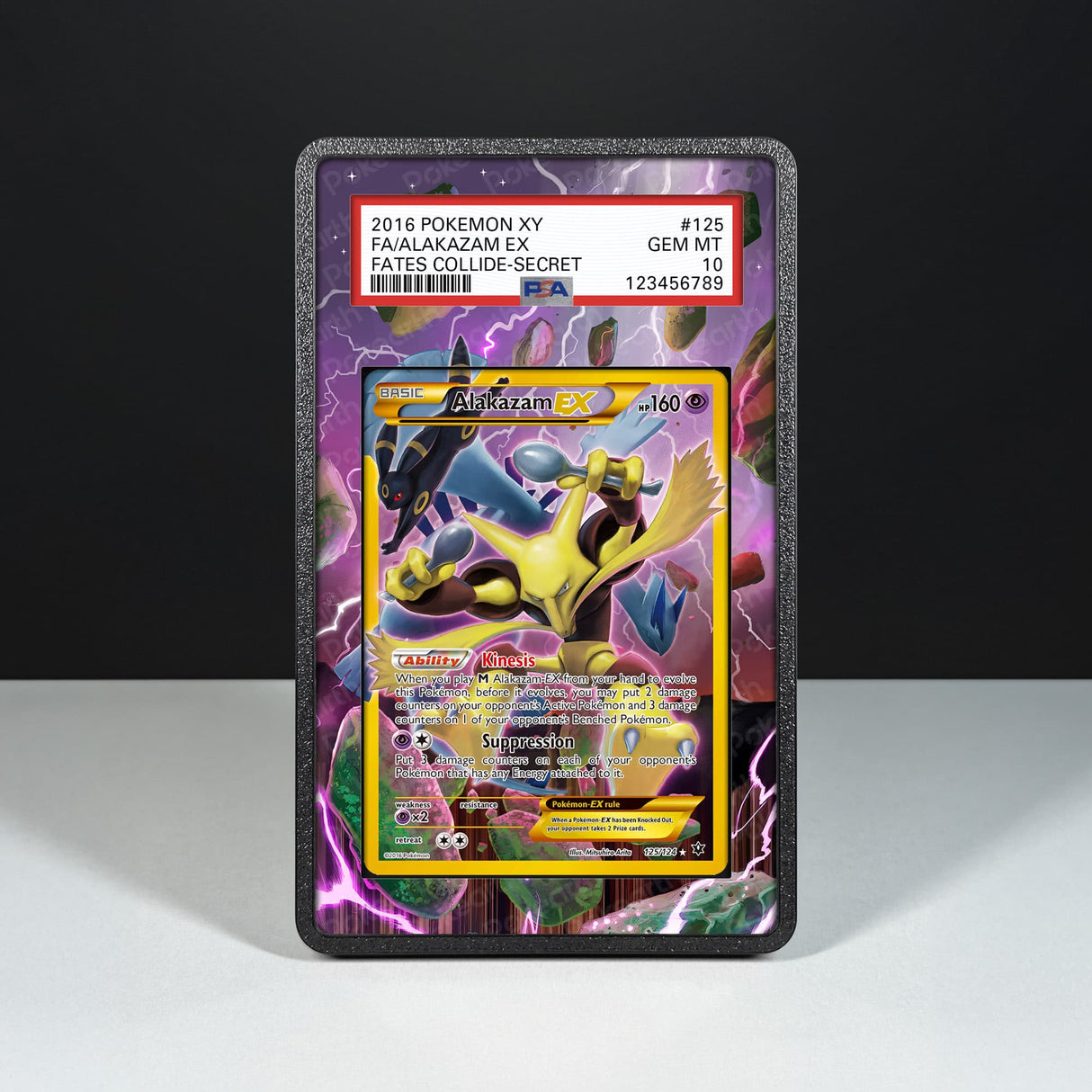 Alakazam EX 125/124 - Graded Card Extended Artwork Display Case - Display Case Extended Artwork Pokearth