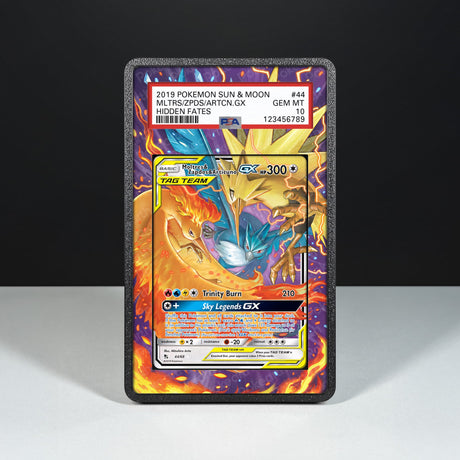Moltres & Zapdos & Articuno GX 44/68 - Graded Card Extended Artwork Display Case - Display Case Extended Artwork Pokearth