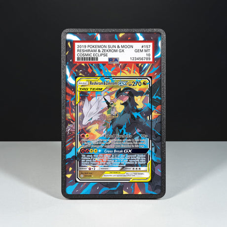 Reshiram & Zekrom GX 157/236 - Graded Card Extended Artwork Display Case - Display Case Extended Artwork Pokearth