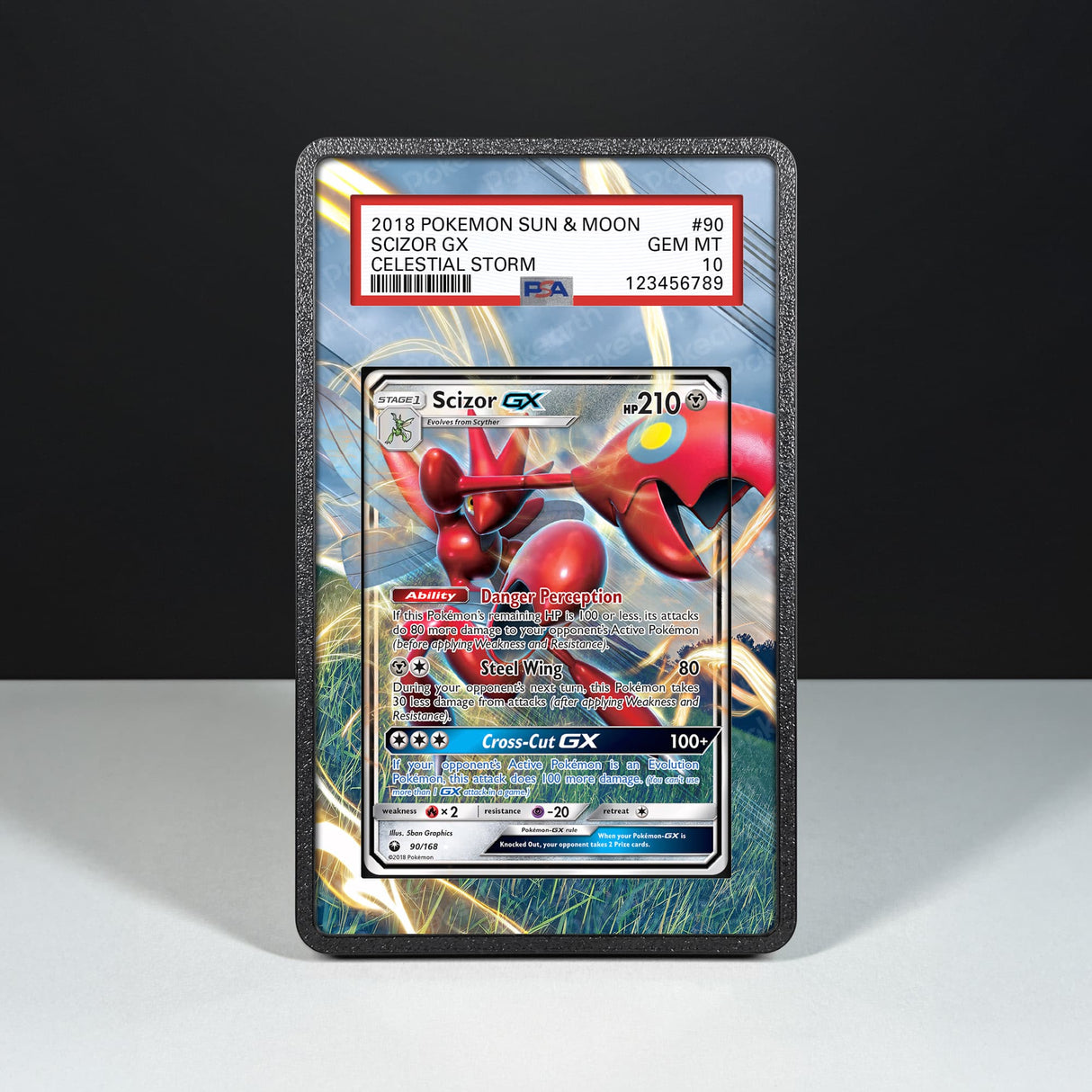 Scizor GX 90/168 - Graded Card Extended Artwork Display Case - Display Case Extended Artwork Pokearth