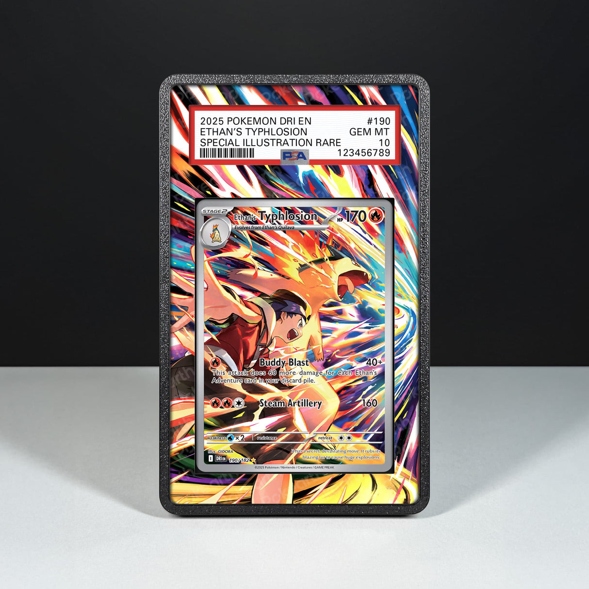 Ethan's Typhlosion 190/182 - Graded Card Extended Artwork Display Case - Display Case Extended Artwork Pokearth