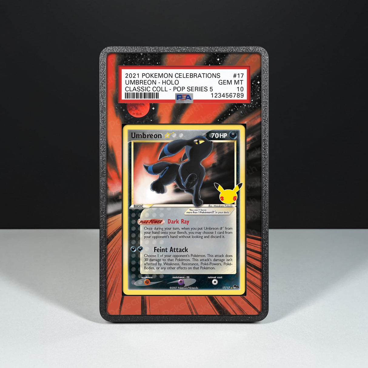 Umbreon Gold Star 17/17 - Graded Card Extended Artwork Display Case - Display Case Extended Artwork Pokearth