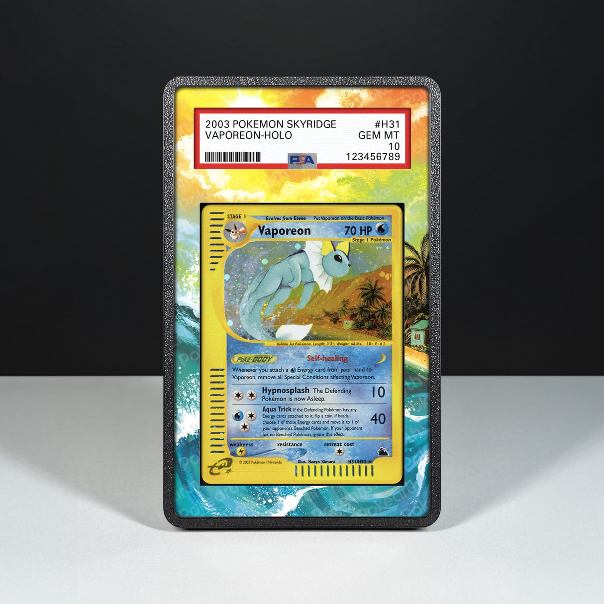 Vaporeon H31/H32 - Graded Card Extended Artwork Display Case - Display Case Extended Artwork Pokearth