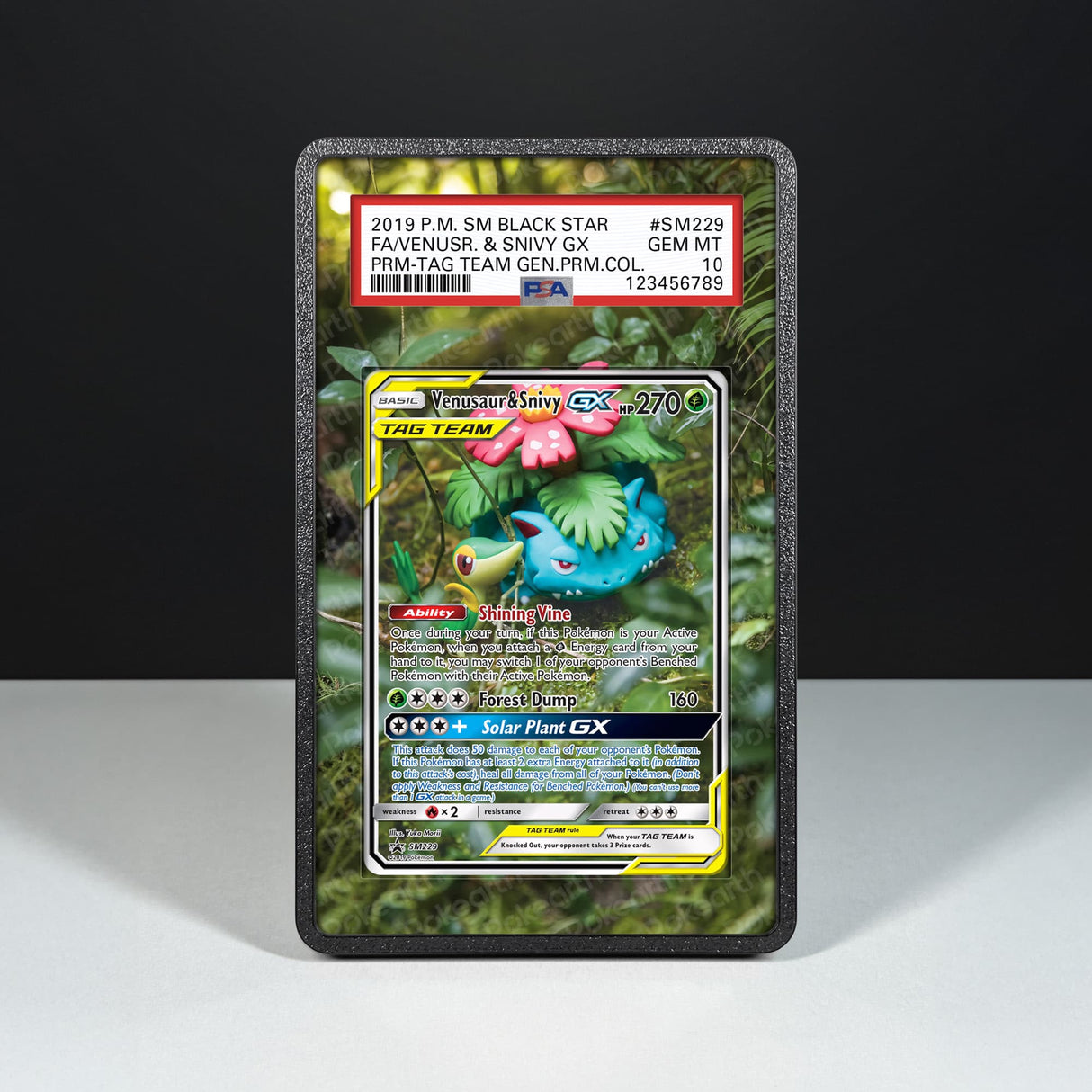 Venusaur & Snivy GX SM229 - Graded Card Extended Artwork Display Case - Display Case Extended Artwork Pokearth