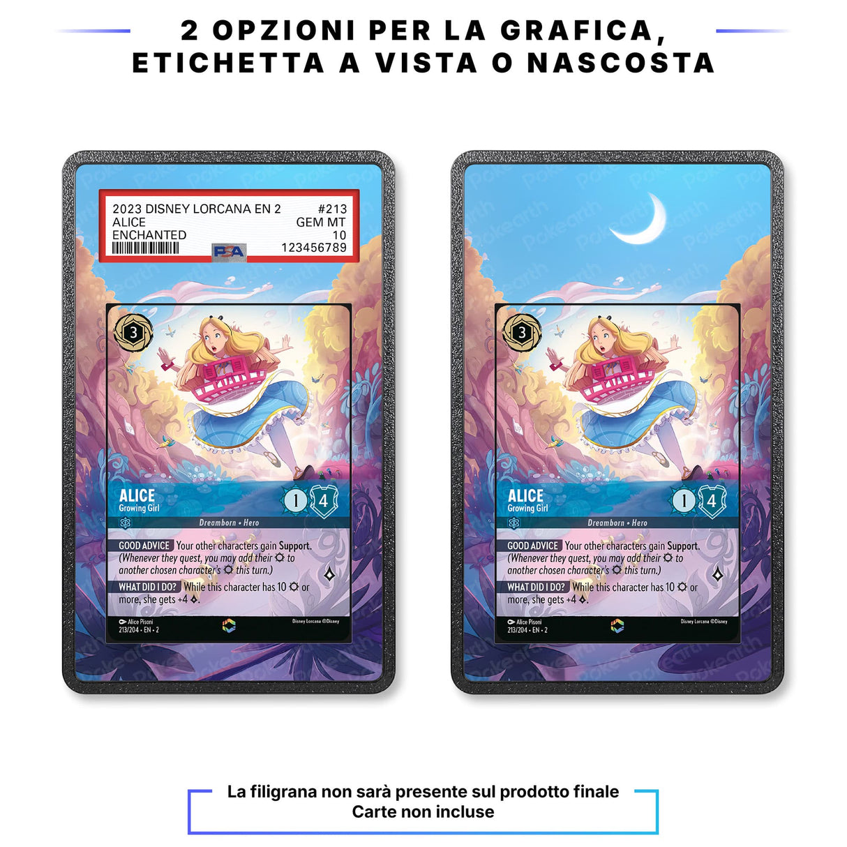 Alice - Growing Girl 213/204 Enchanted - Custodia con Artwork Esteso per Carte Gradate - Display Case Extended Artwork Pokearth