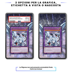 Drago Bianco Occhi Blu 001 - Custodia con Artwork Esteso per Carte Gradate - Display Case Extended Artwork Pokearth