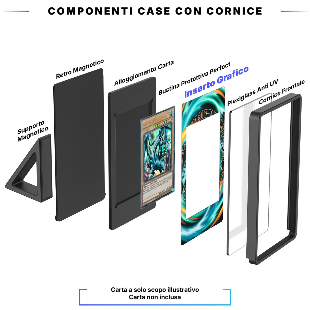 Drago Bianco Occhi Blu 001 - Custodia con Artwork Esteso per Carte Yu-Gi-Oh! - Display Case Extended Artwork Pokearth
