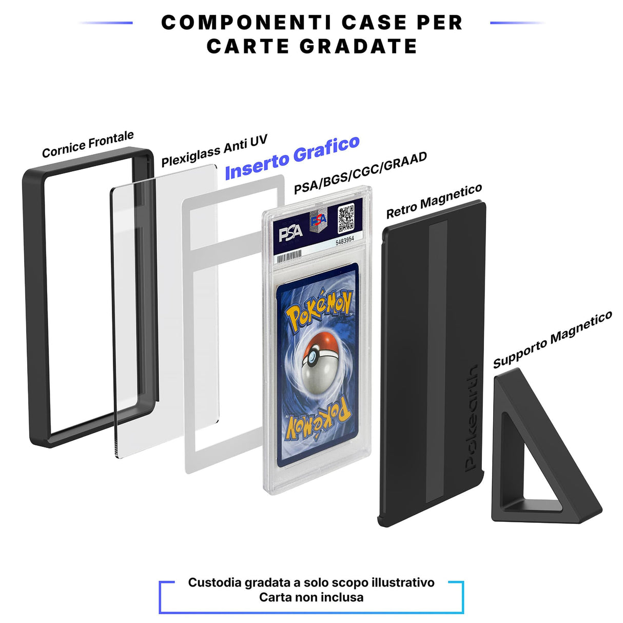 Aerodactyl V 180/196 - Custodia con Artwork Esteso per Carte Gradate - Display Case Extended Artwork Pokearth