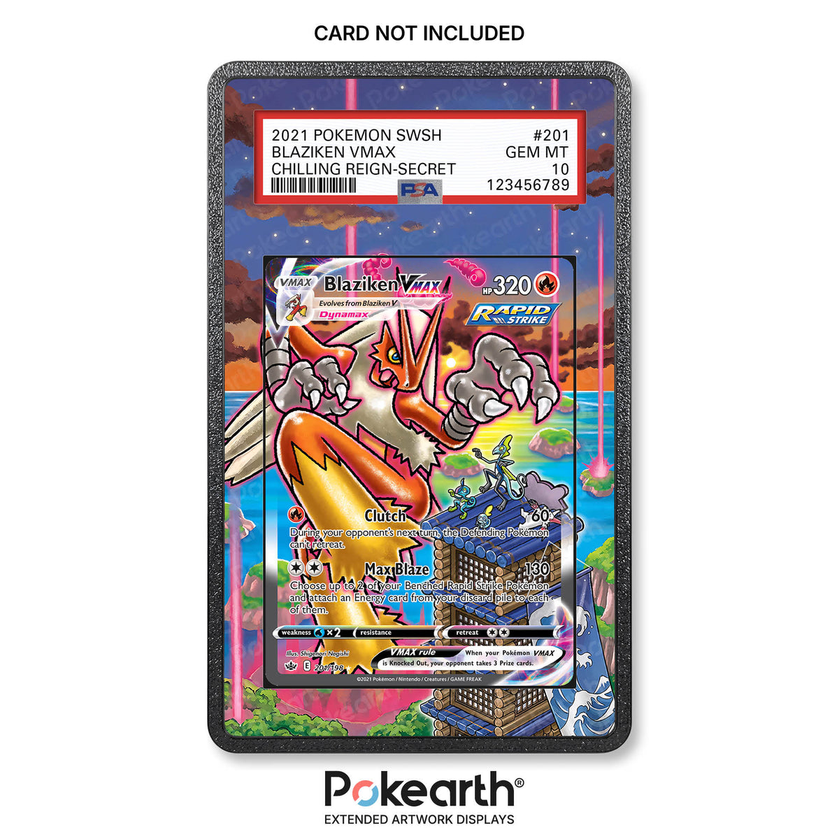 Blaziken VMAX 201/198 - Custodia con Artwork Esteso per Carte Gradate
