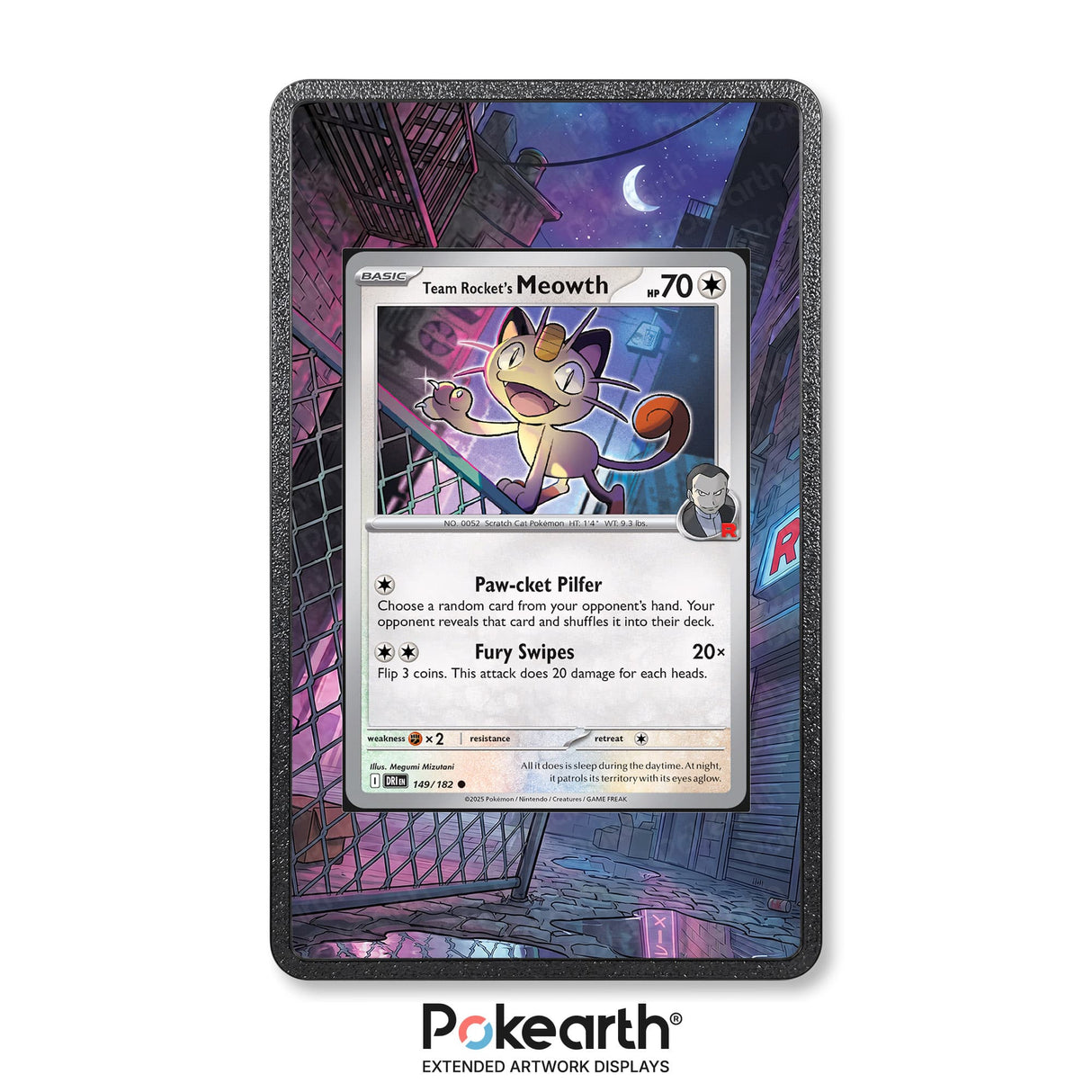 Team Rocket's Meowth 149/182 - Pokémon Extended Artwork Display Case