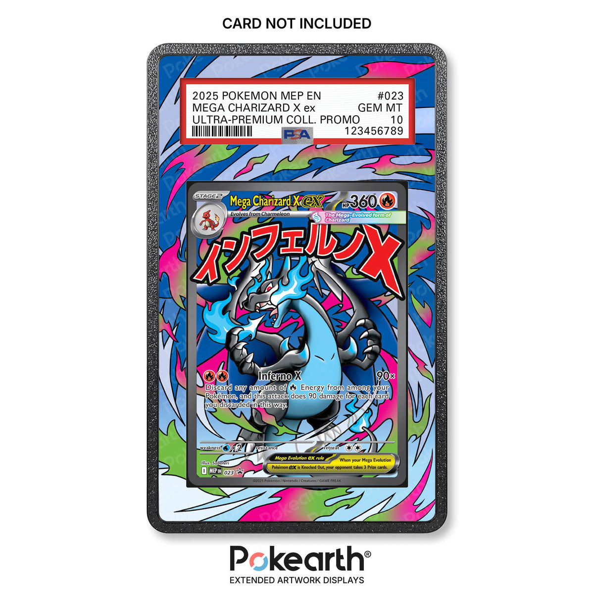 Mega Charizard X ex MEP 023 - Custodia con Artwork Esteso per Carte Gradate
