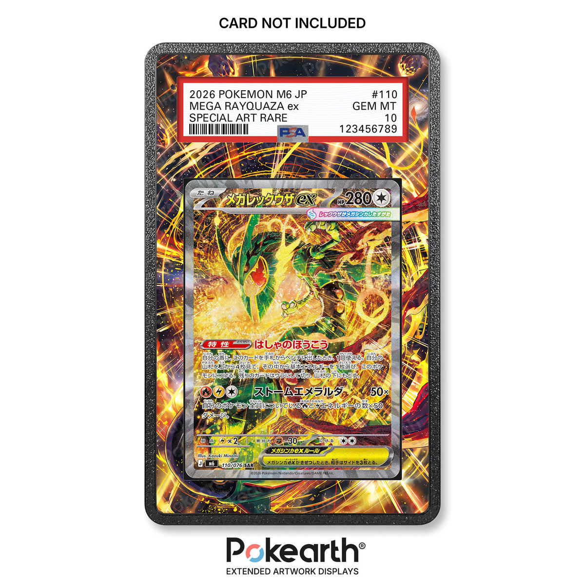 Mega Rayquaza ex 110/076 - Custodia con Artwork Esteso per Carte Gradate