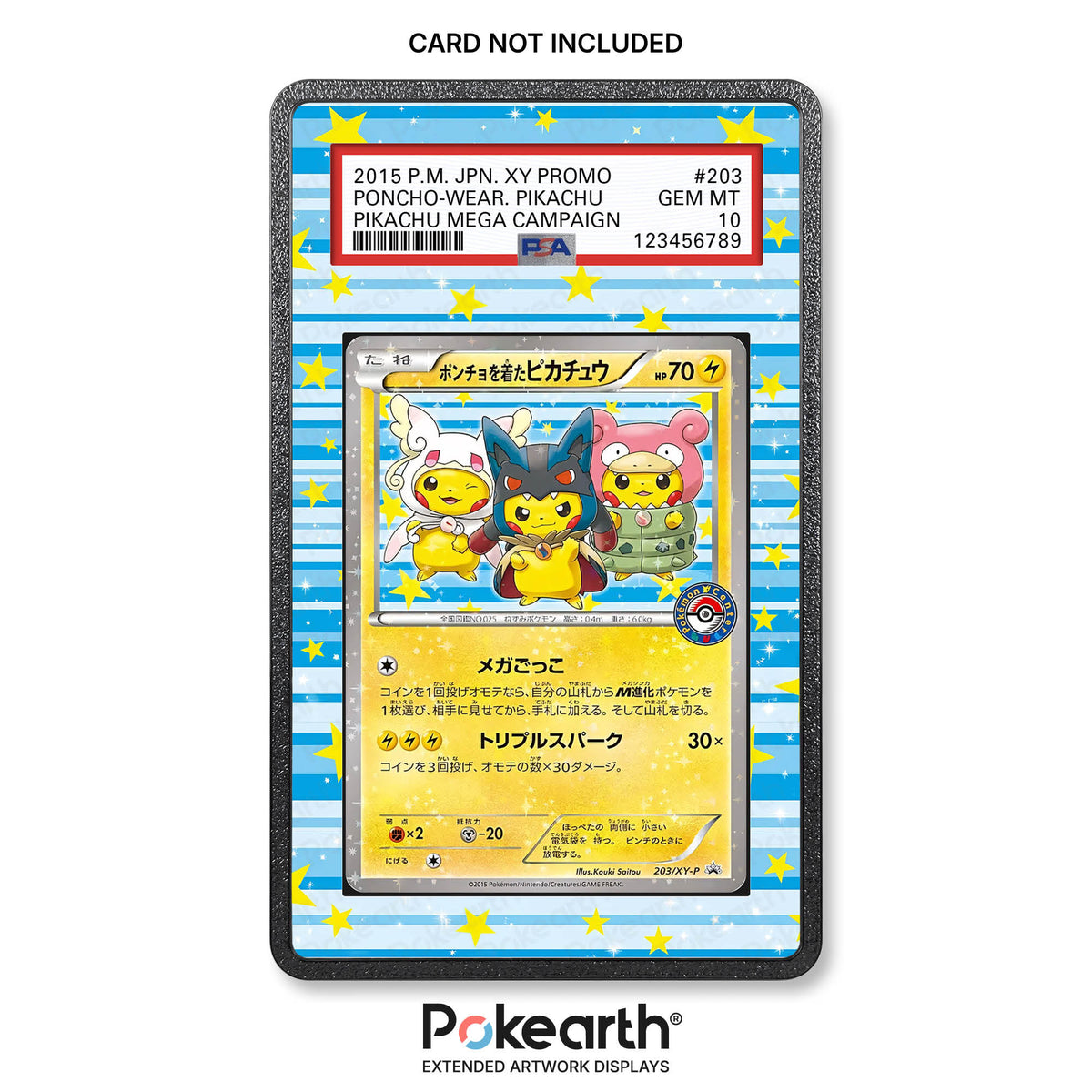 Poncho-wearing Pikachu 203/XY-P - Graded Card Extended Artwork Display Case