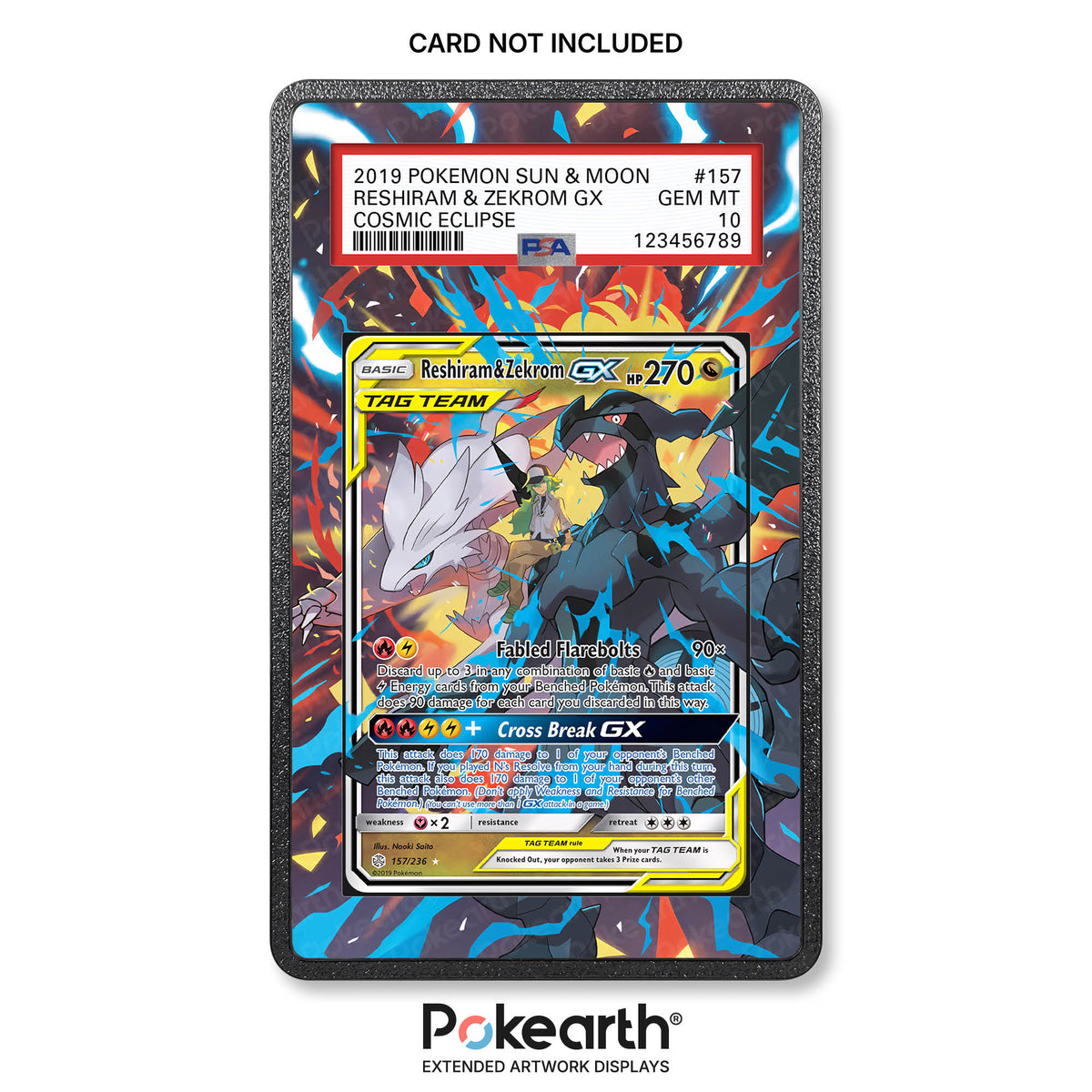 Reshiram & Zekrom GX 157/236 - Custodia con Artwork Esteso per Carte Gradate