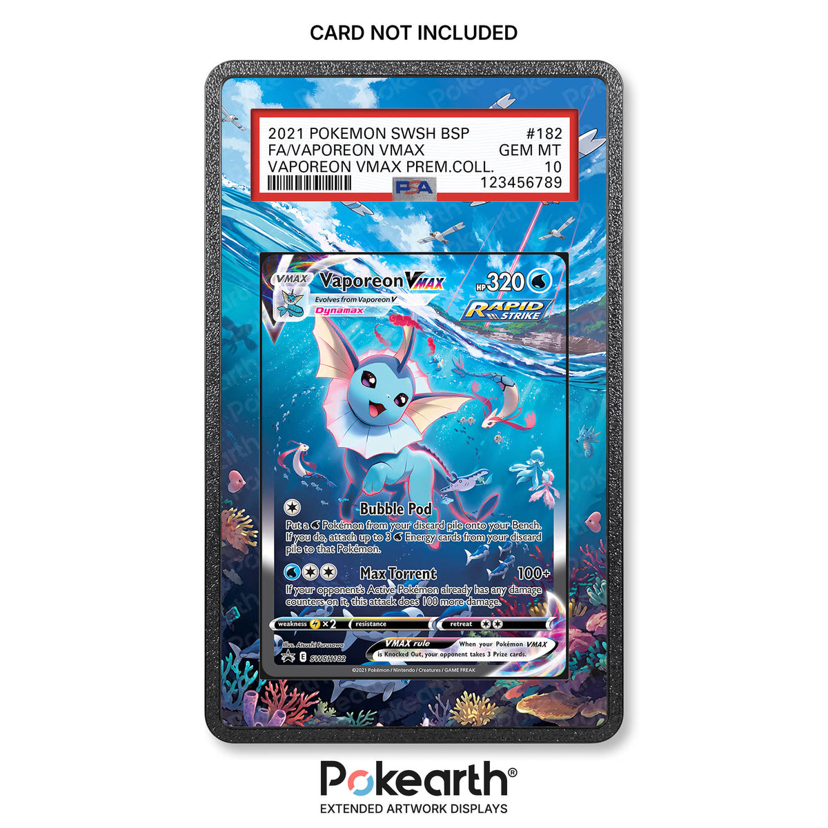 Vaporeon VMAX SWSH 182 - Custodia con Artwork Esteso per Carte Gradate