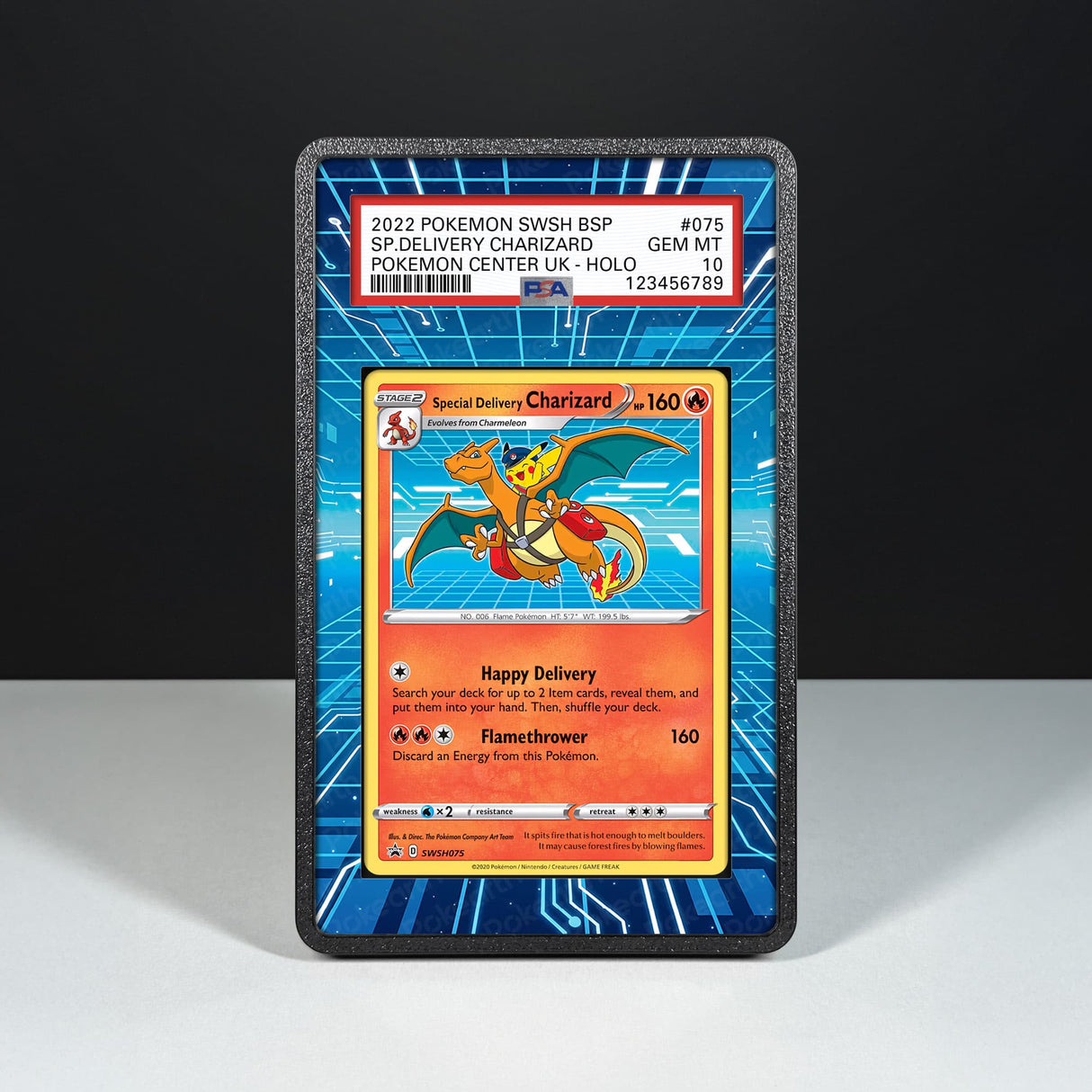 Special Delivery Charizard SWSH075 - Custodia con Artwork Esteso per Carte Gradate