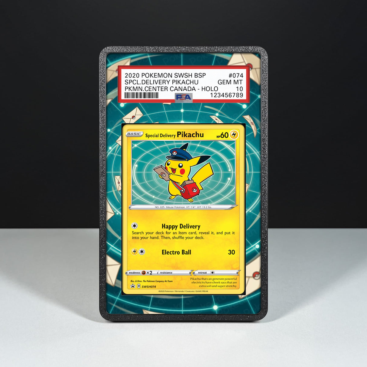 Special Delivery Pikachu SWSH074 - Custodia con Artwork Esteso per Carte Gradate