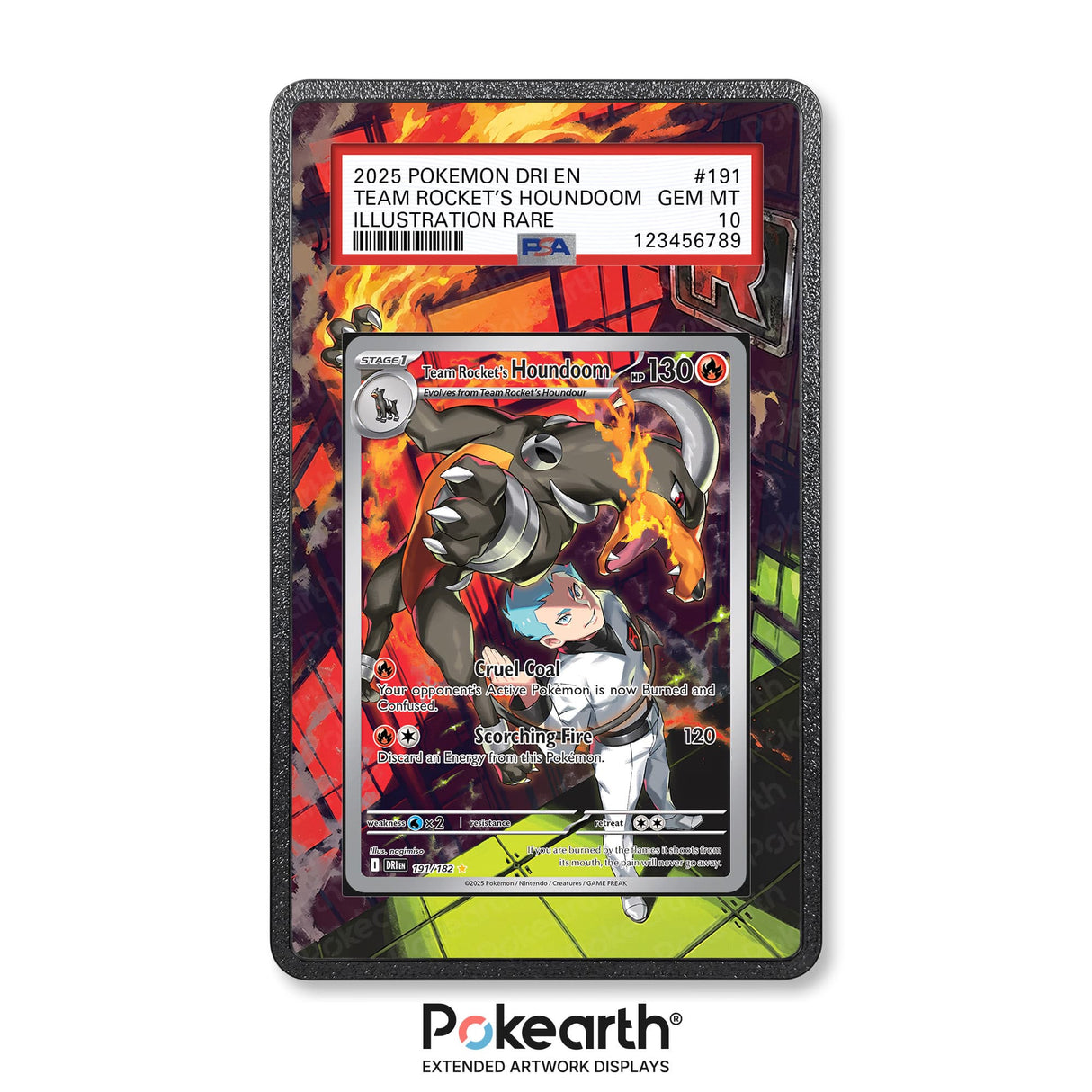 Team Rocket's Houndoom 191/182 - Custodia con Artwork Esteso per Carte Gradate