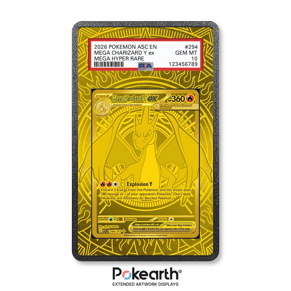 Mega Charizard Y ex 294/217 - Custodia con Artwork Esteso per Carte Gradate
