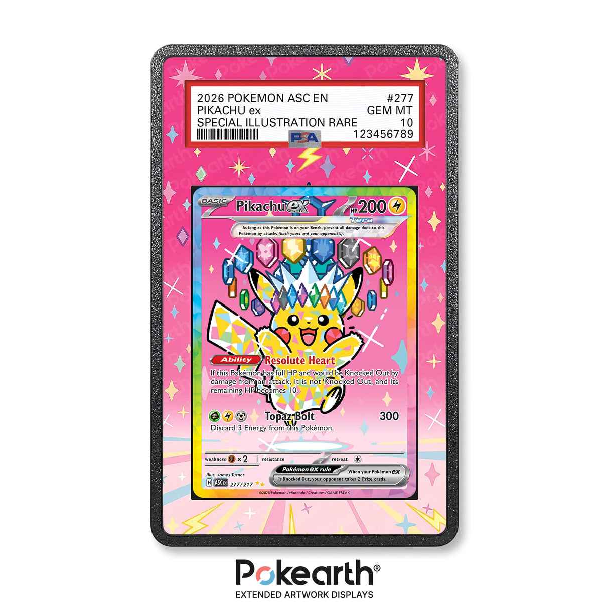 Pikachu ex 277/217 - Graded Card Extended Artwork Display Case