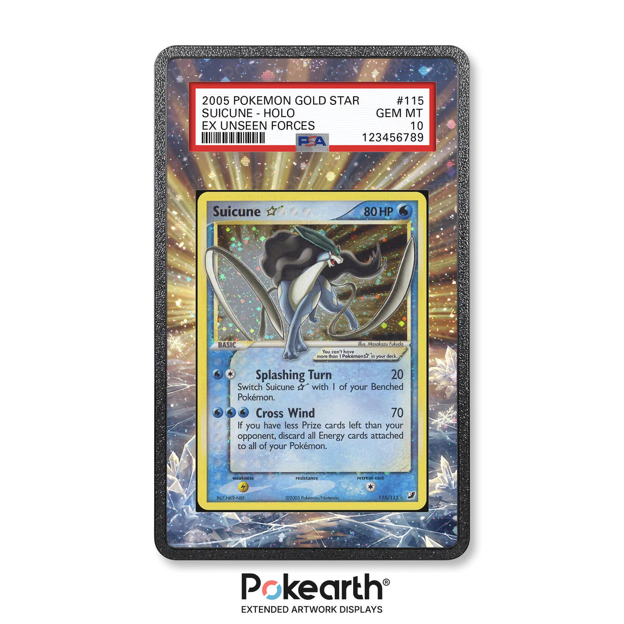 Suicune Gold Star 115/115 - Graded Card Extended Artwork Display Case