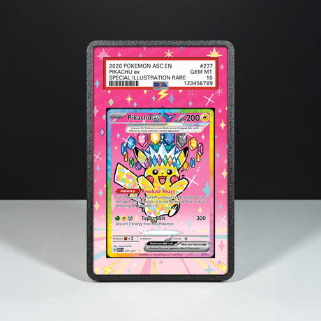 Pikachu ex 277/217 - Acrylhülle mit erweitertem Artwork für gegradete Karten
