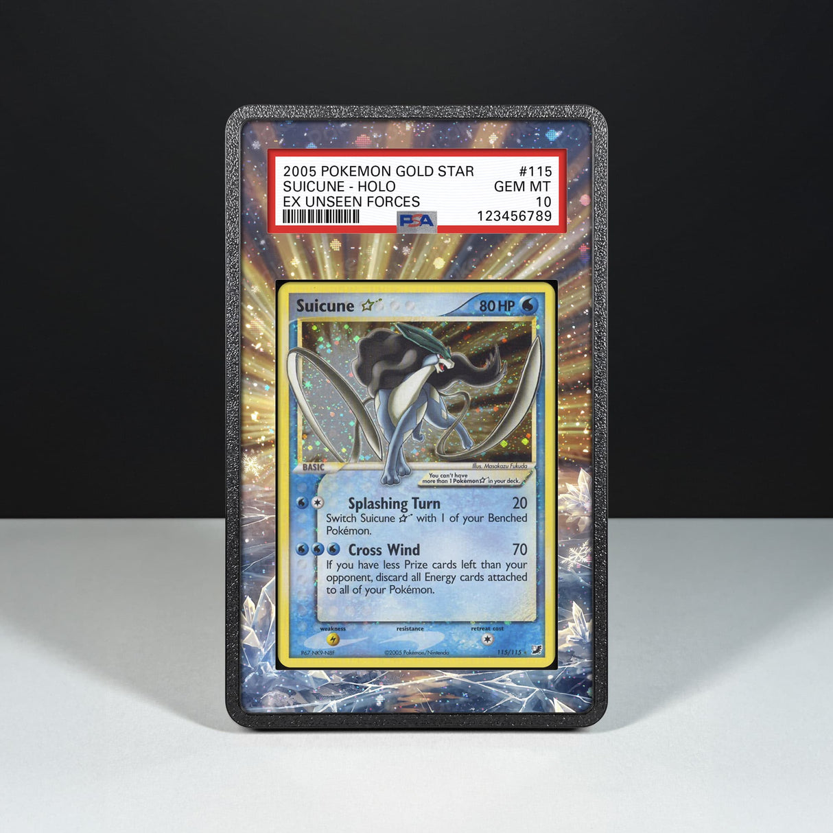 Suicune Gold Star 115/115 - Graded Card Extended Artwork Display Case